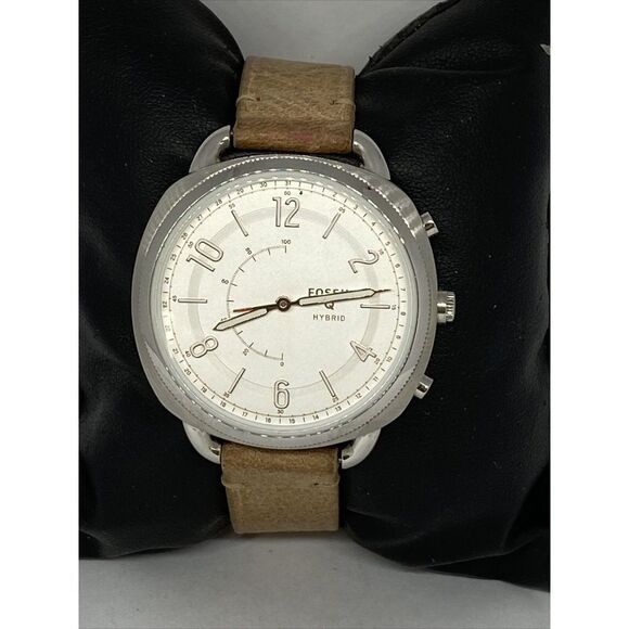 Fossil FTW1200 Women's Sand Leather White Analog Dial Hybrid Smartwatch XX665 - Picture 1 of 12